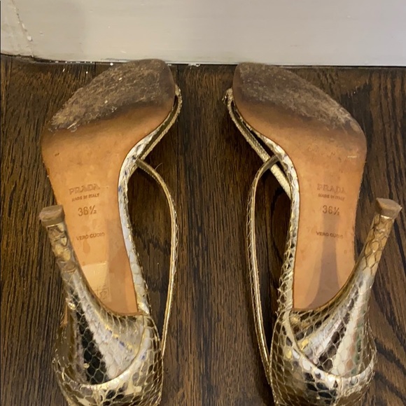 Prada Authentic Gold snakeskin sandals SZ 36 1/2 - Picture 6 of 7